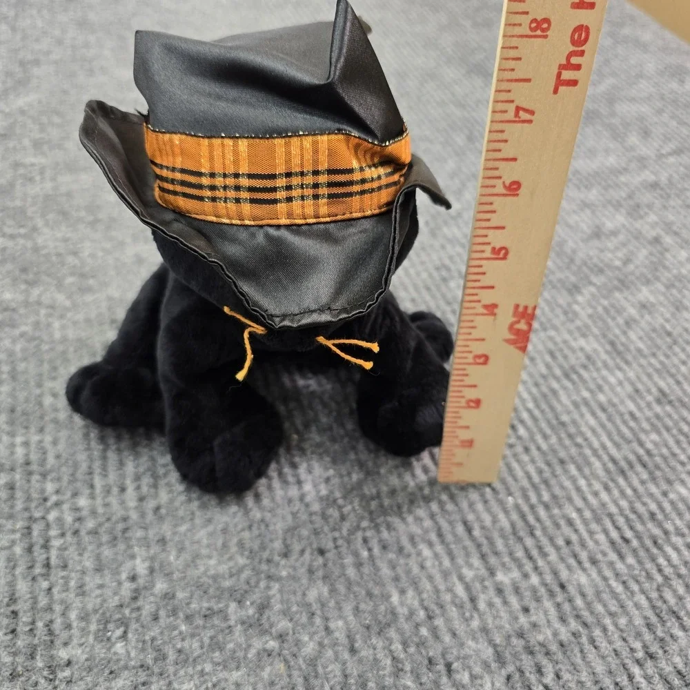 Ty Pluffies Merlin Black Cat Witch Hat Tylux 2005 Plush‎ Green Eyes Halloween